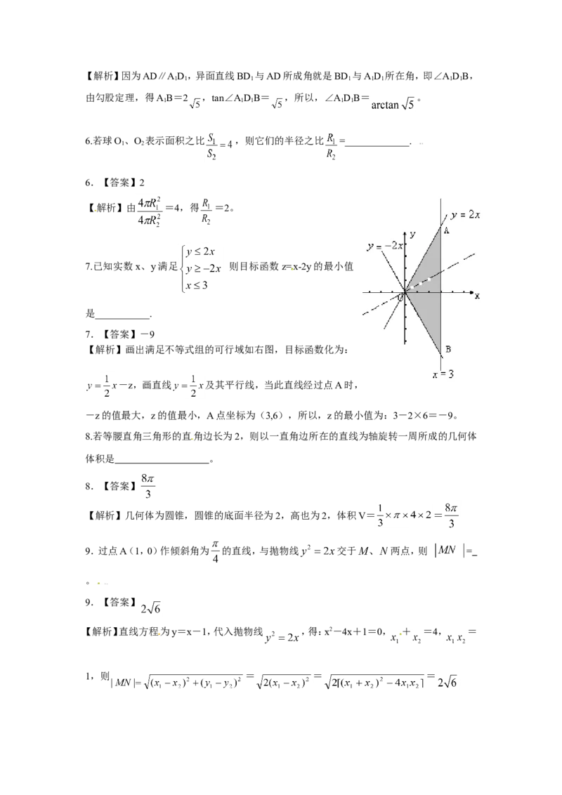 《2009年上海高考数学真题（文科）试卷（word解析版）_高考一二三轮复习_数学_2027年高考数学专项复习更新中_2008年-2026年数学高考真题-G427_2008-2020年高考_2008-2020年_地方卷》第8页预览