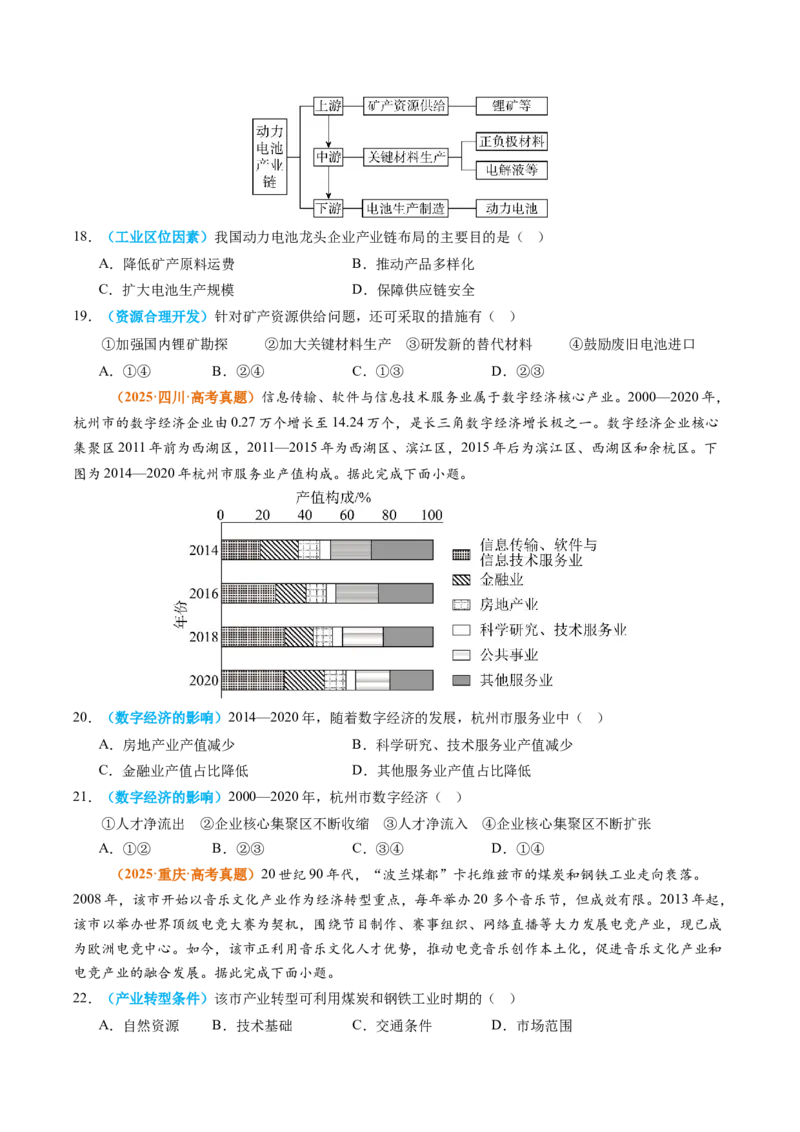 《专题11工业和服务业（全国通用）（学生版）_地理_2026年-地理高考专项复习_2025年高考真题和模拟题地理分类汇编（全国通用）-G70》第4页预览