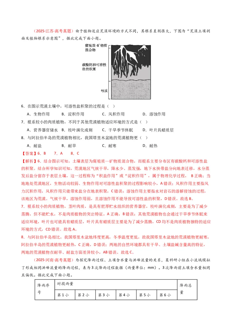《专题06自然环境的整体性与差异性（全国通用）（教师版）_地理_2026年-地理高考专项复习_十年（2016-2025）高考地理真题分类汇编（全国通用）-G15》第4页预览