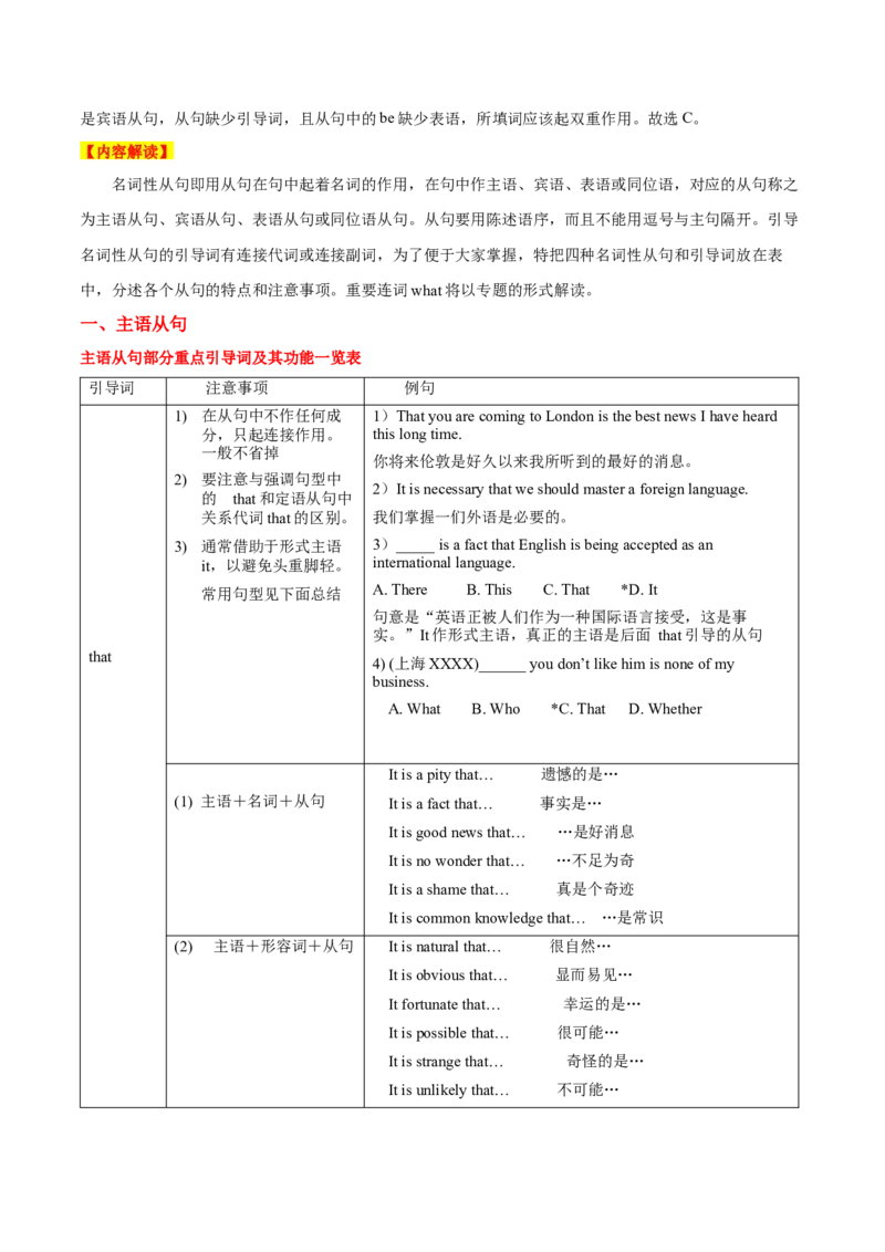 《01表解名词性从句+巩固练习+答案与解析_英语(2)_专项复习_2024年_2024年高考英语语法词汇专项突破_资料_第八组名词性从句》第2页预览