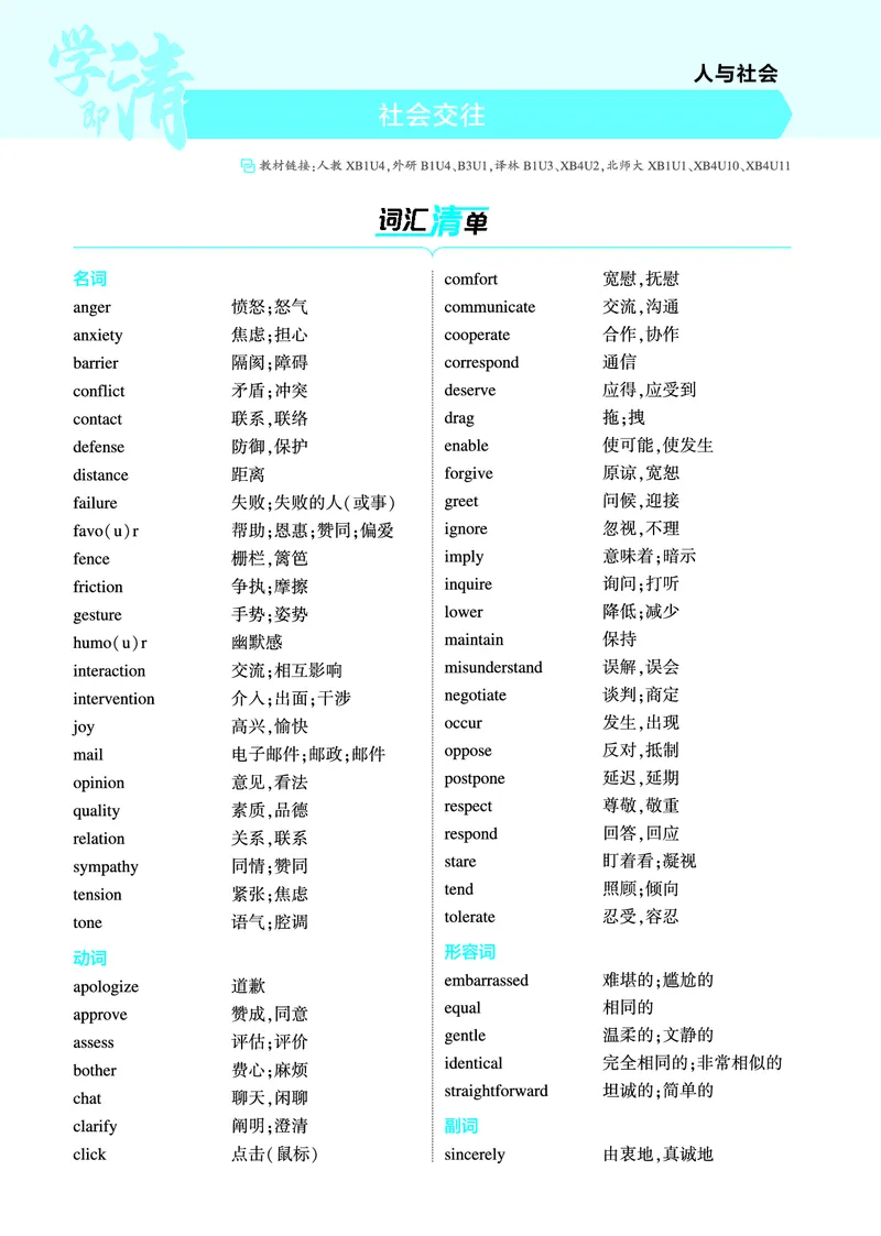 《1_社会交往（教参PDF）_2025版教学资源包_（总复习系列）2025版《5年高考3年模拟》新高考版A版（⭐全科）_2025版.新高考版.高考总复习.英语.5·3A版_词汇册_社会交往_2_PDF教参电子书》第1页预览
