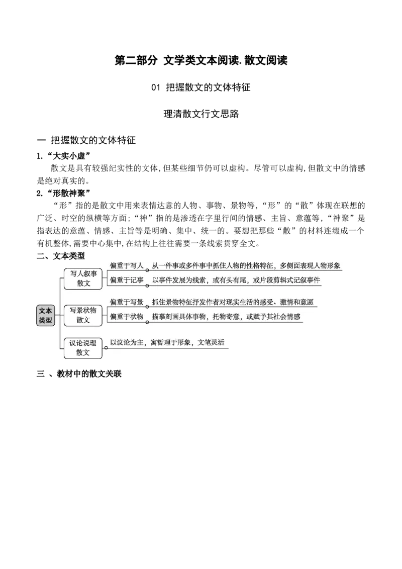 《01把握散文的文体特征，理清散文行文思路（全国通用）_语文_一轮复习_2024年_2024高考语文一轮复习文学类小说散文阅读全国通用_资料》第1页预览