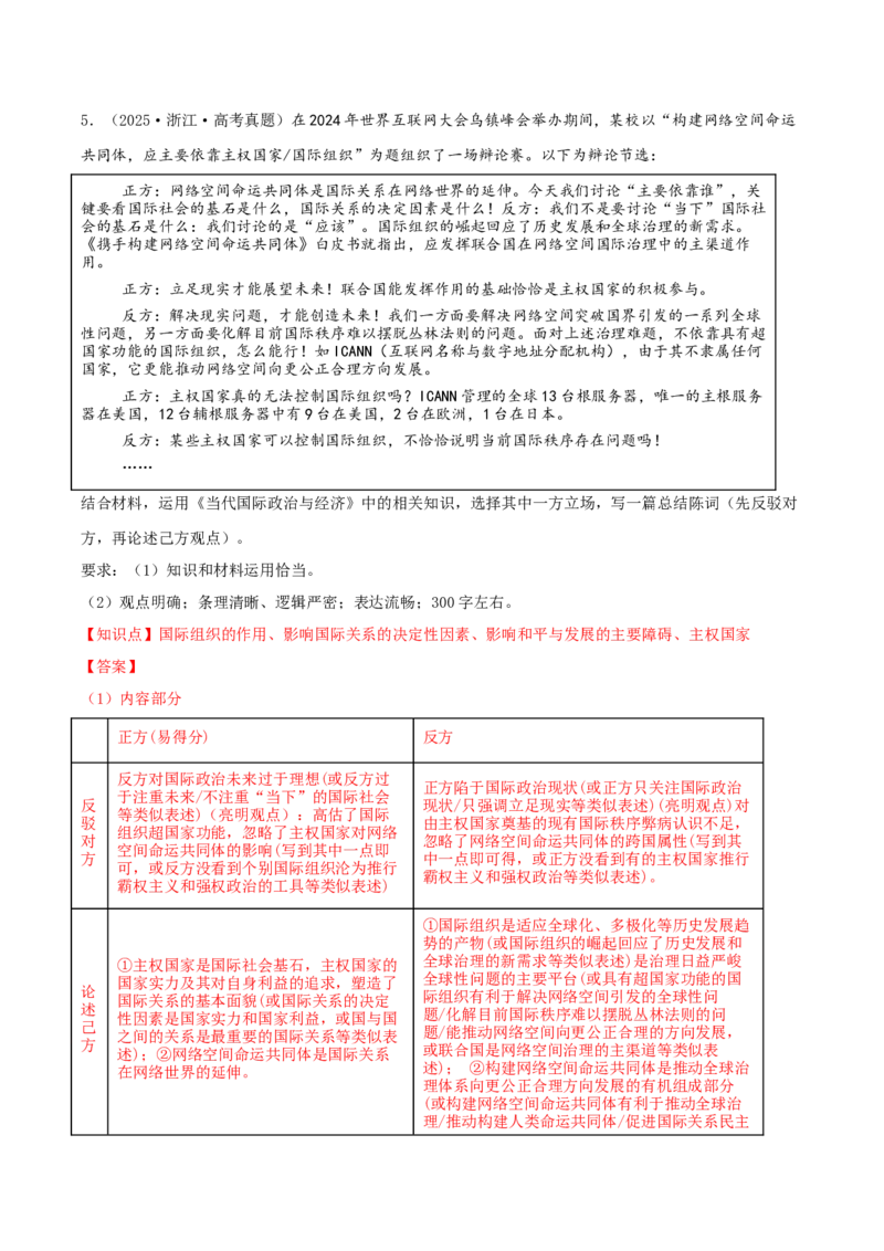 《专题13国际峰会（时政热点专题训练）高考政治时热点专题训练+主观题答题攻略（教师版）_zheng治_2026年-政治高考专项复习_2026年高考政治时政题集+应试手册-G395_资料》第5页预览