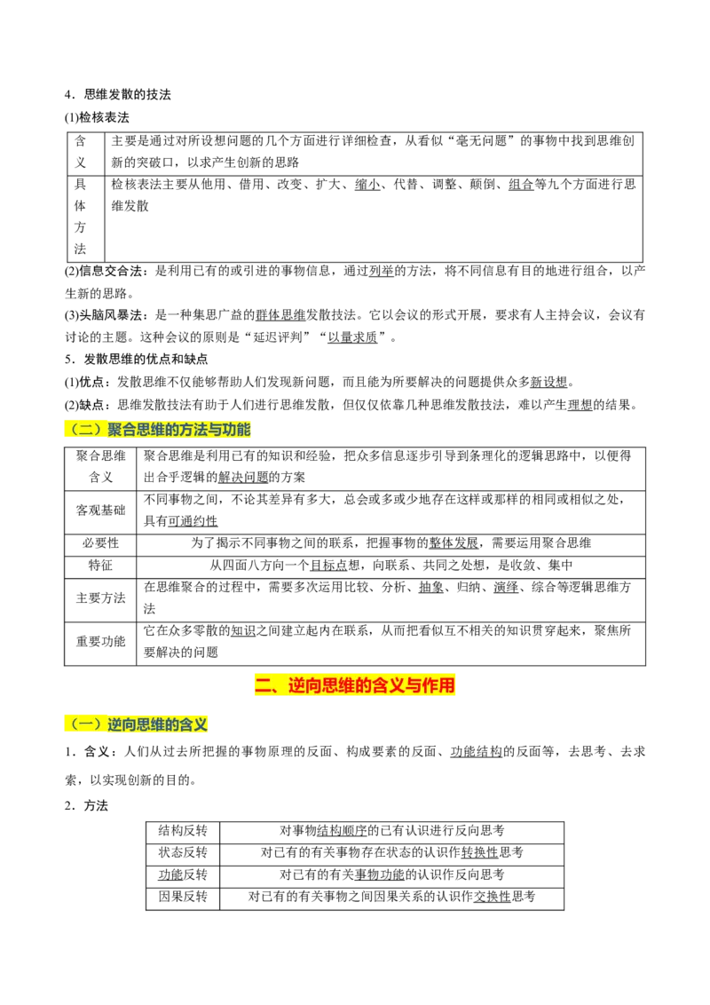 《晨读知识点22--提高创新思维能力-5页_zheng治_2026年_2026年高考政治一轮复习复习晨读晚练系列（核心知识＋专项训练）-G397_资料》第3页预览