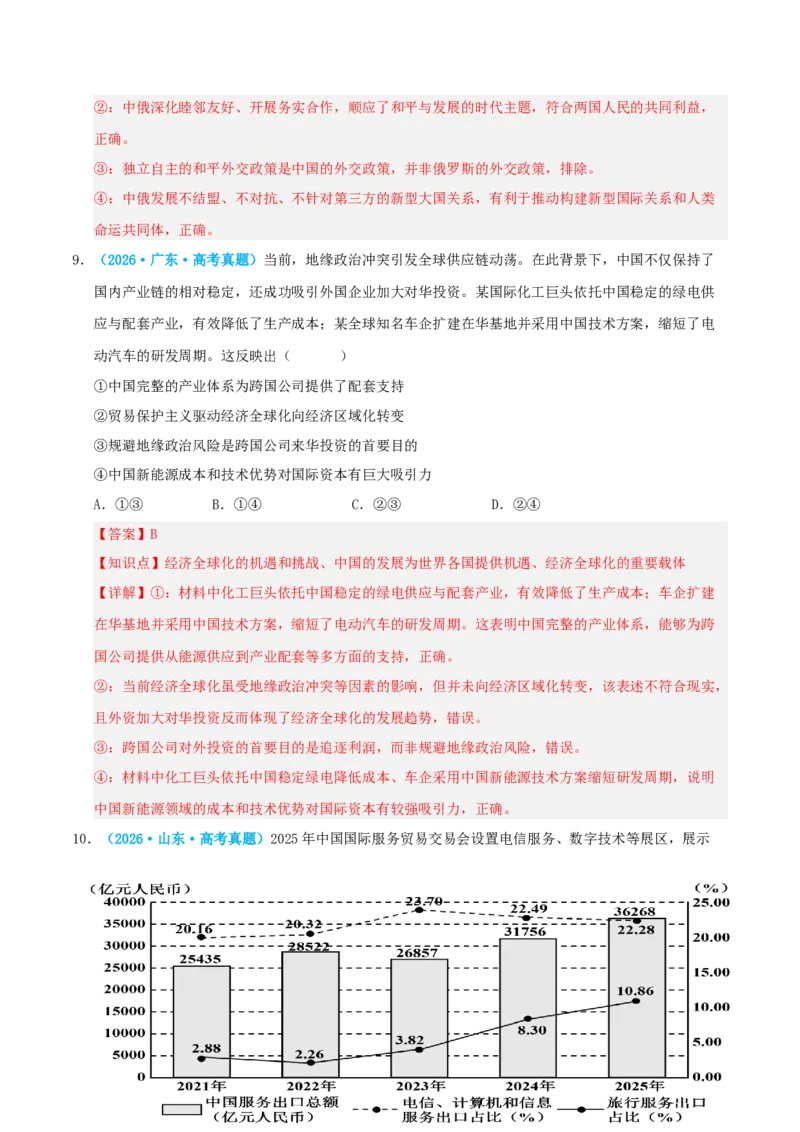《模块五当代国际政治与经济（综合训练）（全国通用）（教师版）_zheng治_2027年高考政治一轮_2027年高考政治一轮复习讲义+练习+课件（新教材新高考）-G55_2027版》第6页预览