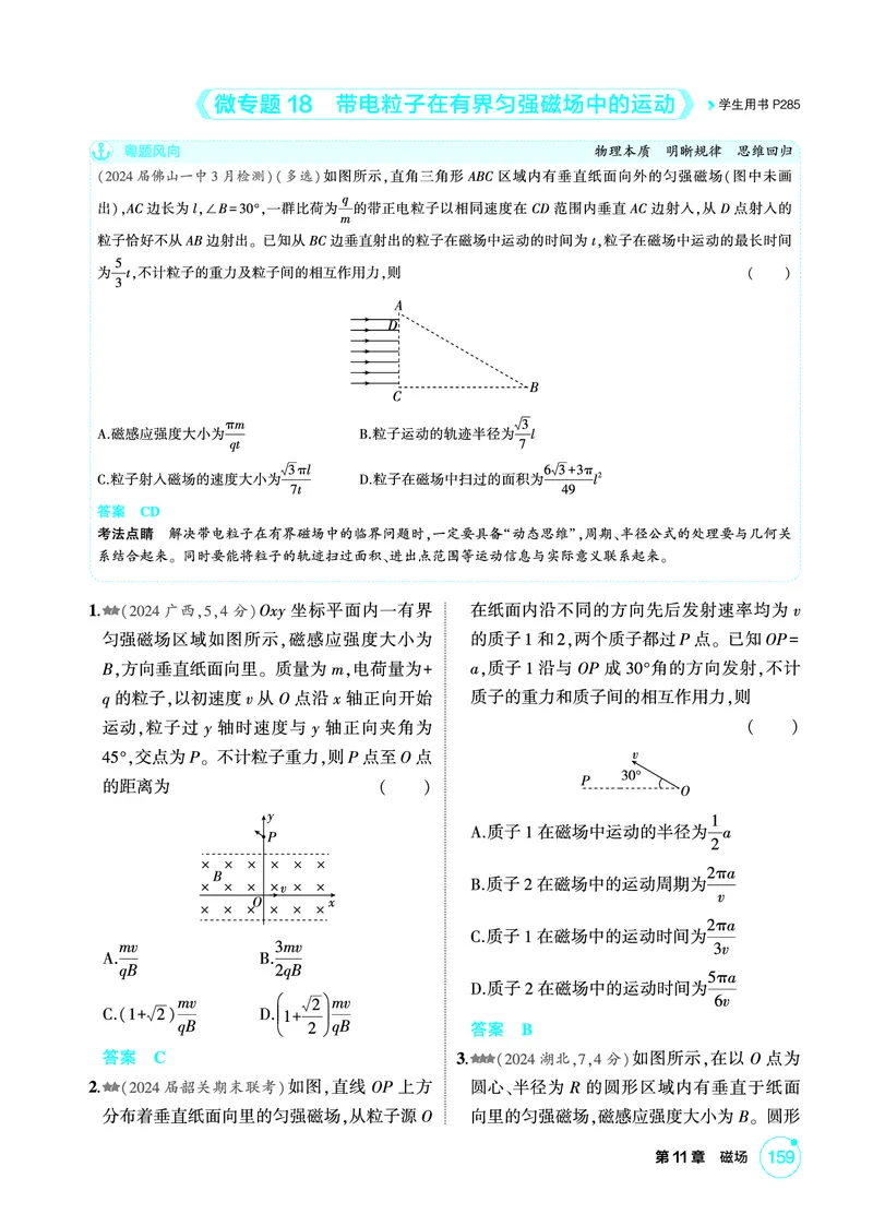《1_精练册第11章磁场_2026版教学资源包_202653高考总复习A版_广东版_2026版.广东版.选考总复习.物理.5·3A版_二、教师用书PDF_第11章磁场_1_PDF教参电子书》第7页预览