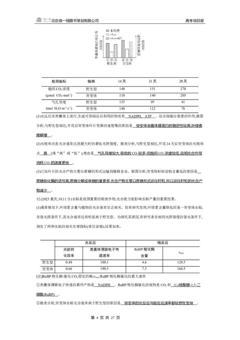 《4_2025版5·3B版新高考版练习册WORD_2025版教学资源包_（总复习系列）2025版《5年高考3年模拟》新高考版B版（⭐全科）_2025版.新高考新教材版.选考总复习.生物.5·3B版_专题6光合作用》第4页预览