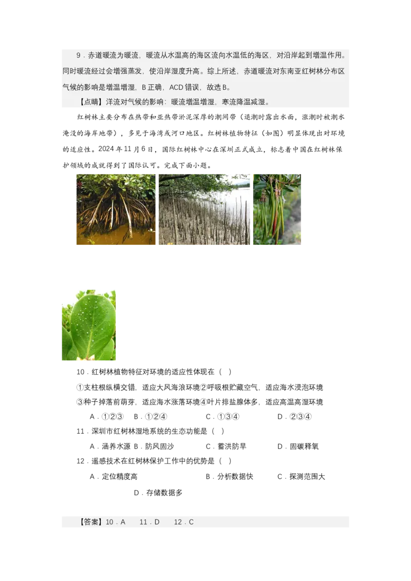 《高频考点104红树林_地理_2026年-地理高考专项复习_42026年高考地理高频考点专项突破思维导图+解题技巧+专项突破》第9页预览