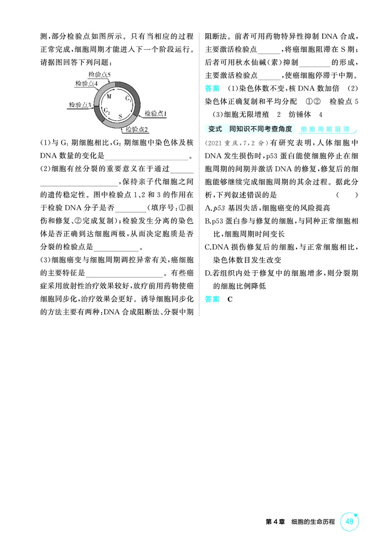 《1_精讲册-第4章细胞的生命历程_2026版教学资源包_202653高考总复习A版_浙江版_2026版.浙江版.选考总复习.生物.5·3A版_第1部分分子与细胞_第4章细胞的生命历程_2_精讲册PDF》第5页预览
