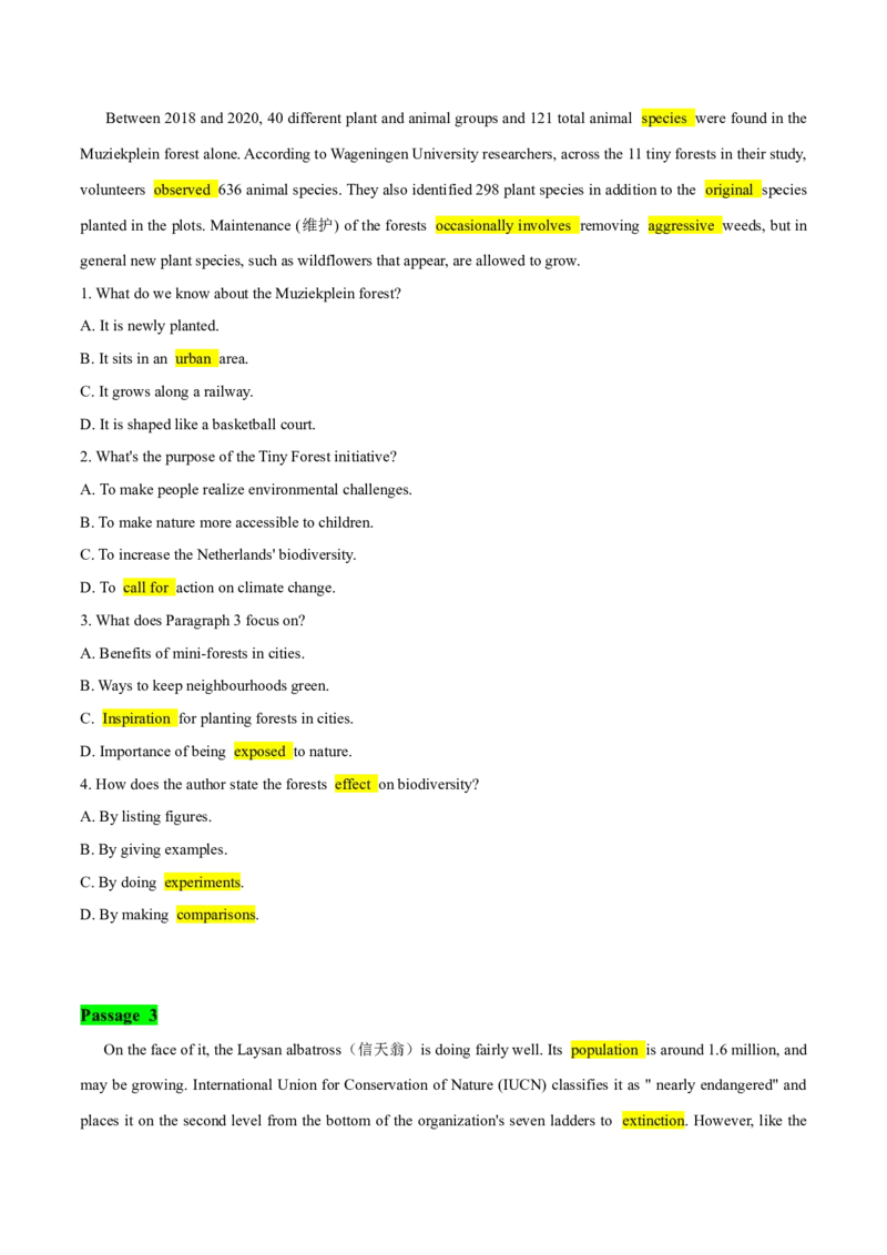 《03生态环保、自然灾害类阅读理解9篇+完形填空1篇（原卷版）-高考英语快速提⾼阅读能⼒之⾼频主题词块速记_英语(2)_专项复习_2024年_2024高考英语快速提⾼阅读能⼒之⾼频主题词块速记》第3页预览