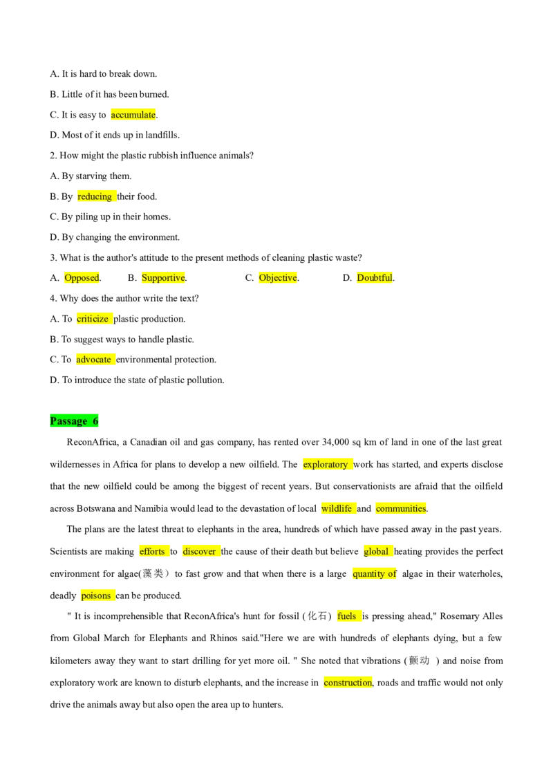 《03生态环保、自然灾害类阅读理解9篇+完形填空1篇（原卷版）-高考英语快速提⾼阅读能⼒之⾼频主题词块速记_英语(2)_专项复习_2024年_2024高考英语快速提⾼阅读能⼒之⾼频主题词块速记》第7页预览