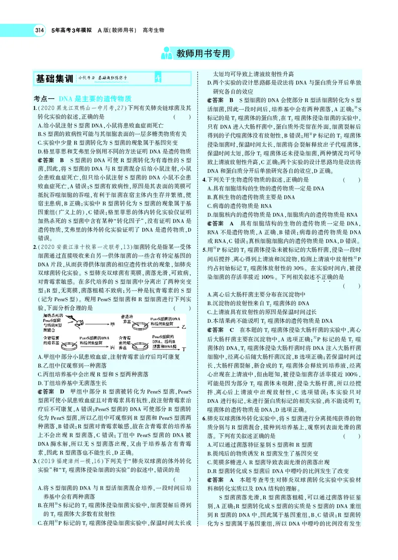 《专题8　遗传的分子基础_2022版教学资源包_五年高考三年模拟_2022版新高考版选考总复习生物5·3A版_0125143739_专题8遗传的分子基础_专题PDF_专题PDF_专题电子书》第7页预览