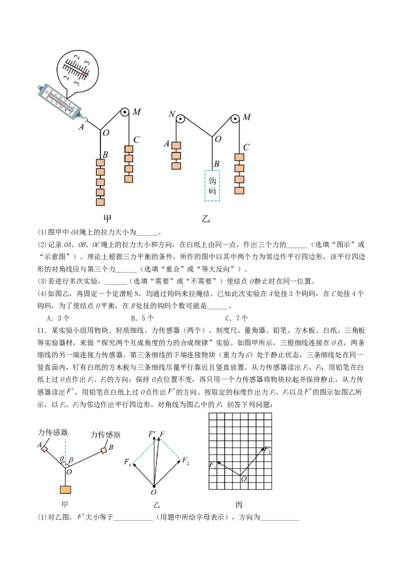 《第11讲探究两个互成角度的力的合成规律（专项训练）（湖南专用）（学生版）_地理_2027年高考地理一轮_2027年高考物理一轮课件+讲义+练习（湖南专用）-G331_2027版》第8页预览