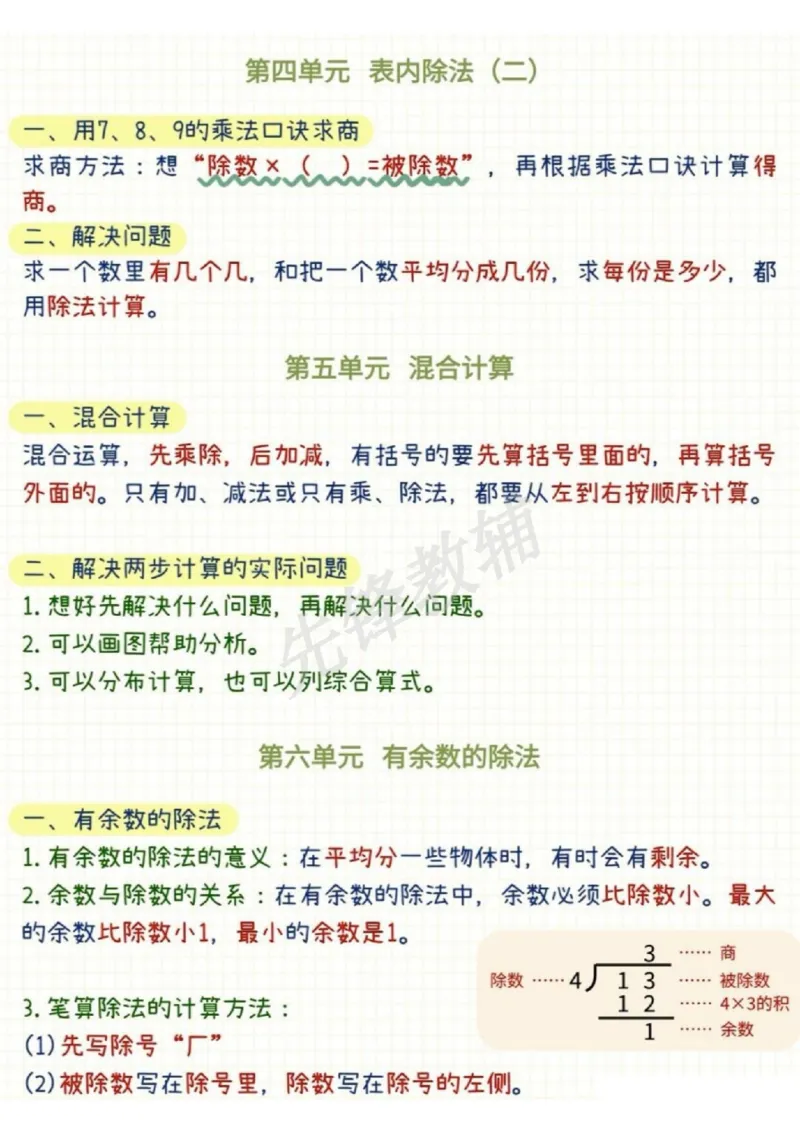 《二年级（下）数学全册重点知识总结_2年级下册同步教辅_2下-数学_二下数学-必背资料通用》第3页预览