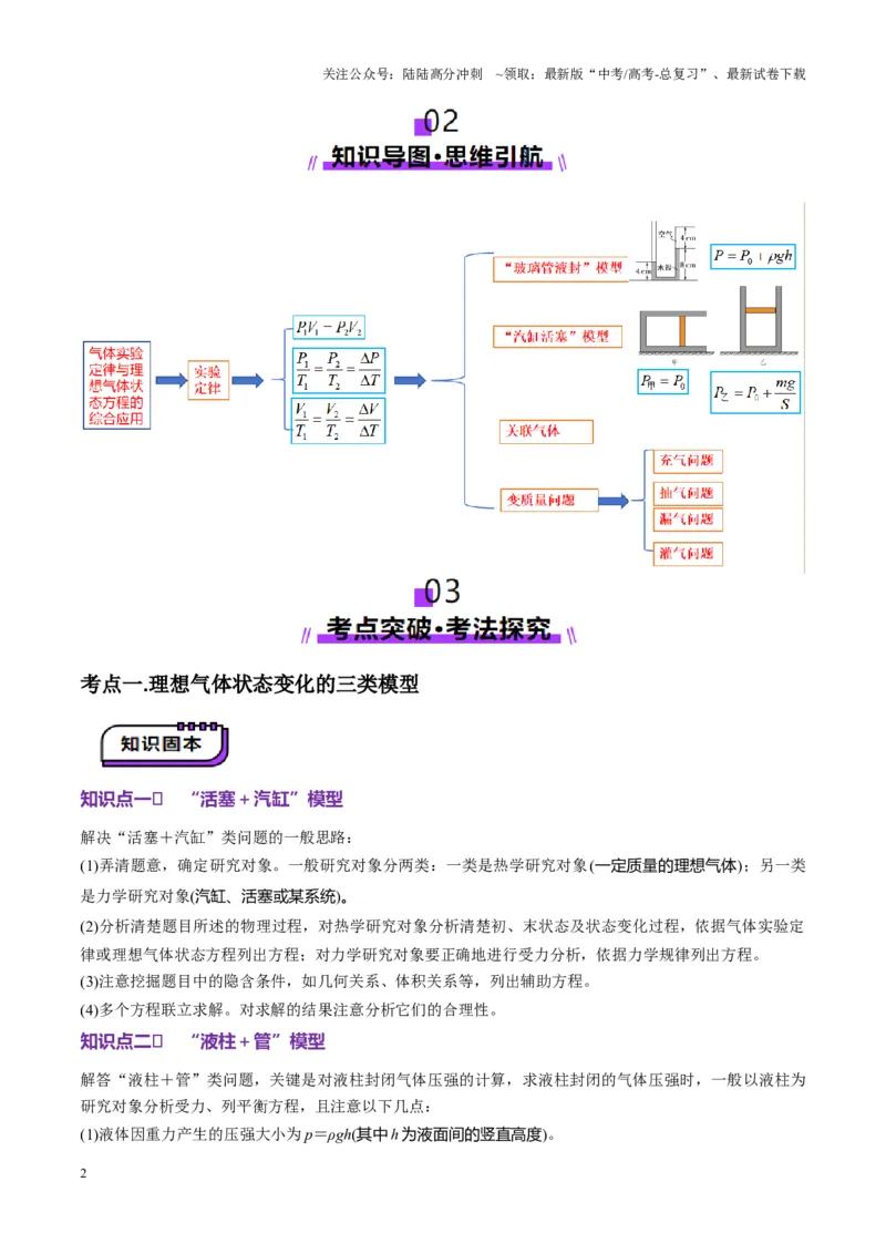 《第64讲气体实验定律与理想气体状态方程的综合应用（讲义）（学生版）_04-物理-高考总复习_一轮复习_2025年_2025年高考物理一轮复习讲义+练习+课件（新教材新高考）_第十五章热学》第2页预览