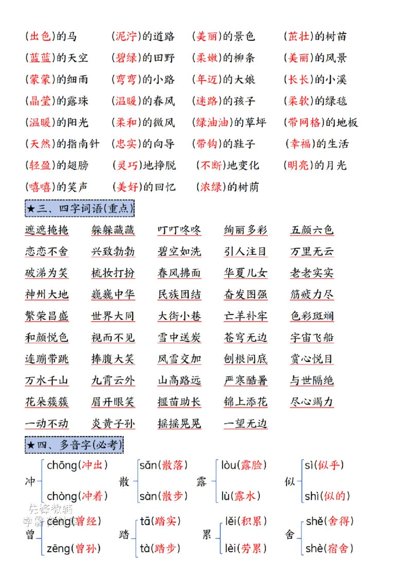 《二年级（下）语文期末复习高频考点.1_2年级下册同步教辅_2下-语文_二下语文-重点必备资料》第2页预览