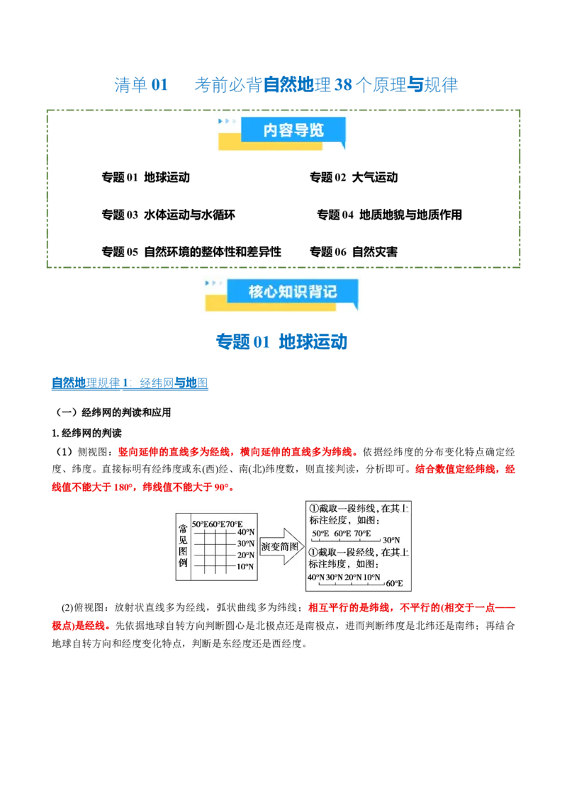 《清单01考前必背自然地理38个原理与规律（抢分清单）2026年高考地理终极冲刺讲练测_地理_2026年-地理高考专项复习_2026年高考地理终极冲刺讲练测（全国通用）-G459_2026版》第1页预览