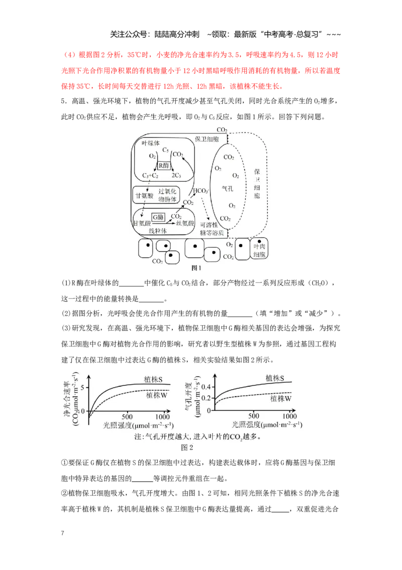 《简答题规范练（教师版）_06-生物-高考总复习_一轮复习_2026年-生物高考一轮复习_2026年高考生物一轮复习讲义+练习+课件（新教材新高考）-G55_2026版_模块检测卷》第7页预览