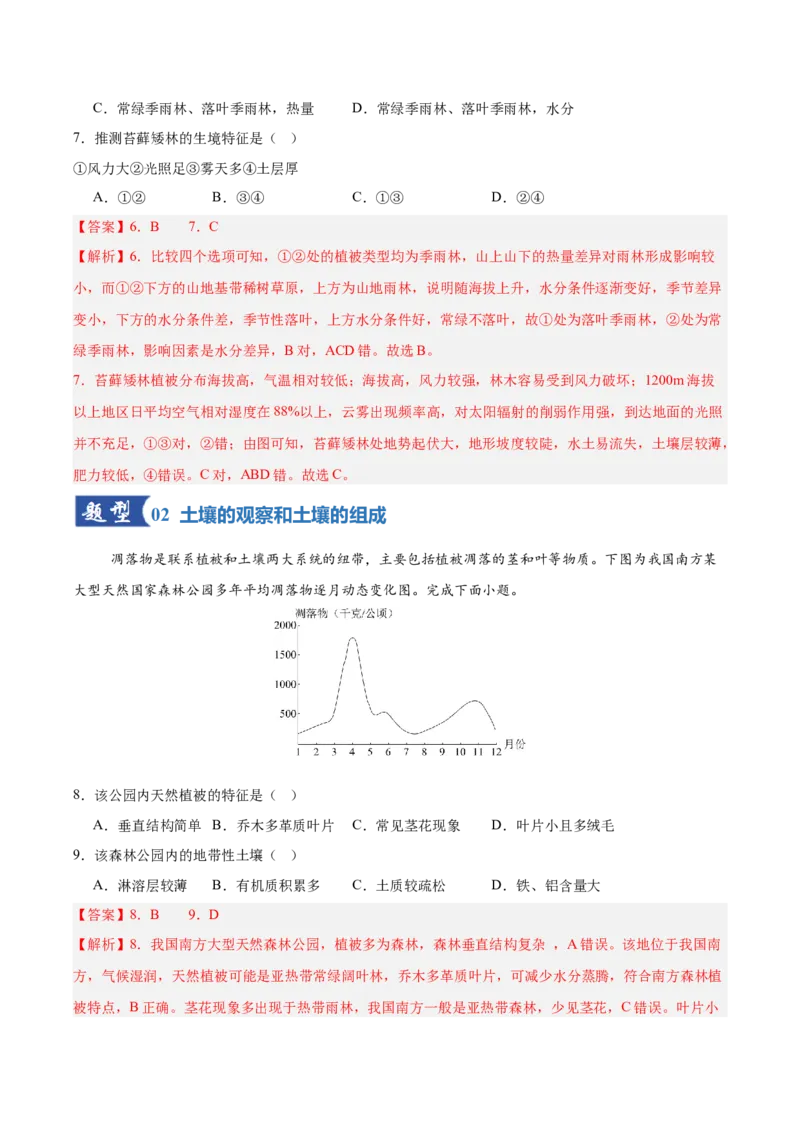 《第16讲植被与土壤（专项训练）（湖南专用）（教师版）_地理_2026年_2026年高考地理一轮课件+讲义+练习（湖南专用）-G331》第4页预览