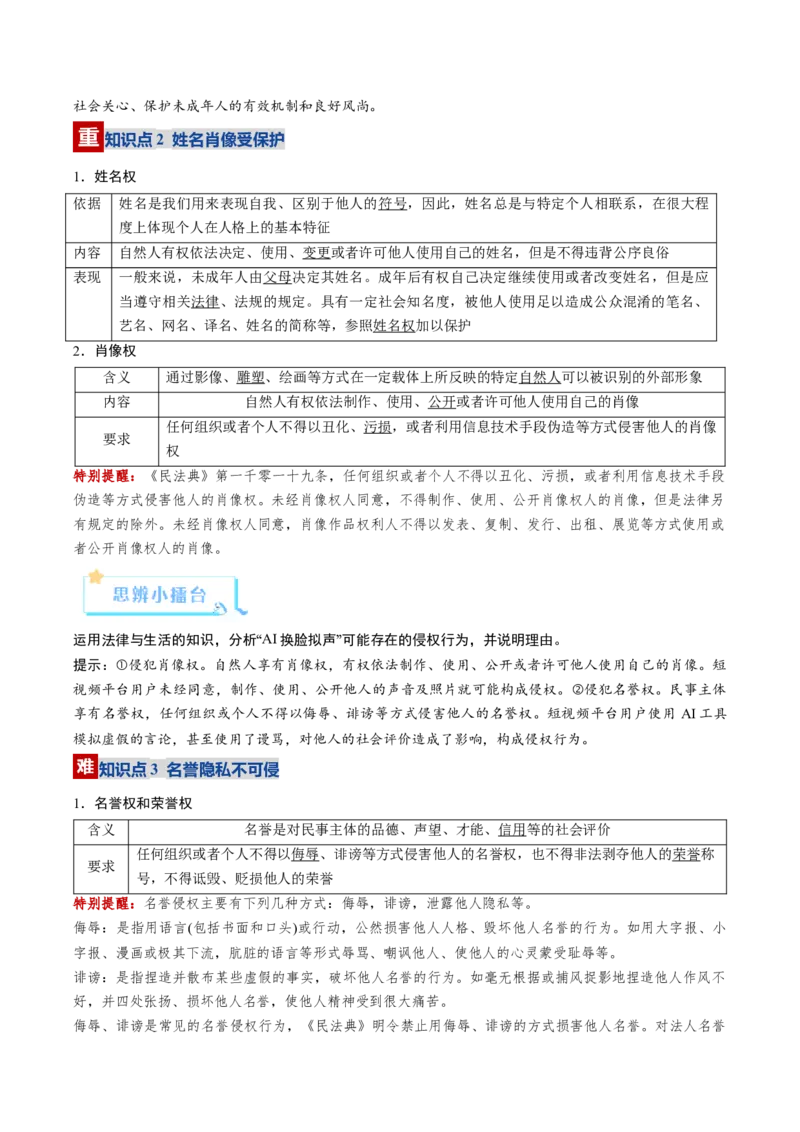 《第01课在生活中学民法用民法（复习讲义）（学生版）（全国通用）_zheng治_2026年_2026年高考政治一轮复习讲义+练习+课件（新教材新高考）-G55_2026版_选择性必修2法律与生活》第8页预览