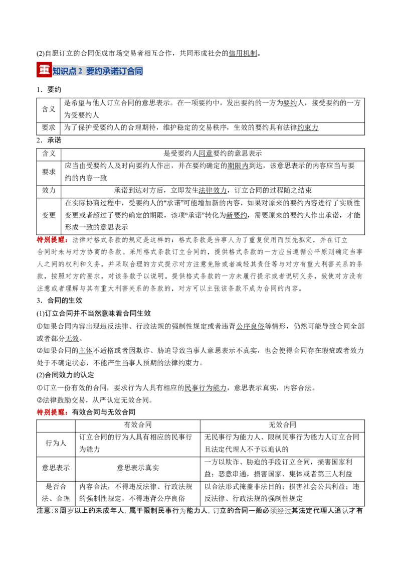 《第03课订约履约诚信为本（复习讲义）（学生版）（全国通用）_zheng治_2026年_2026年高考政治一轮复习讲义+练习+课件（新教材新高考）-G55_2026版_选择性必修2法律与生活》第4页预览