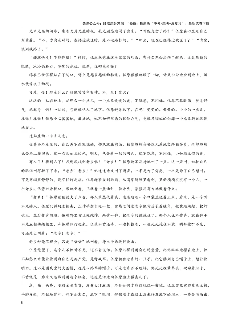 《题型07现代文阅读II小说阅读（二）（巩固训练）（解析版）_专项复习_2024年_2024年高考语文常考题型练习题训练巩固试题专练习_资料》第5页预览