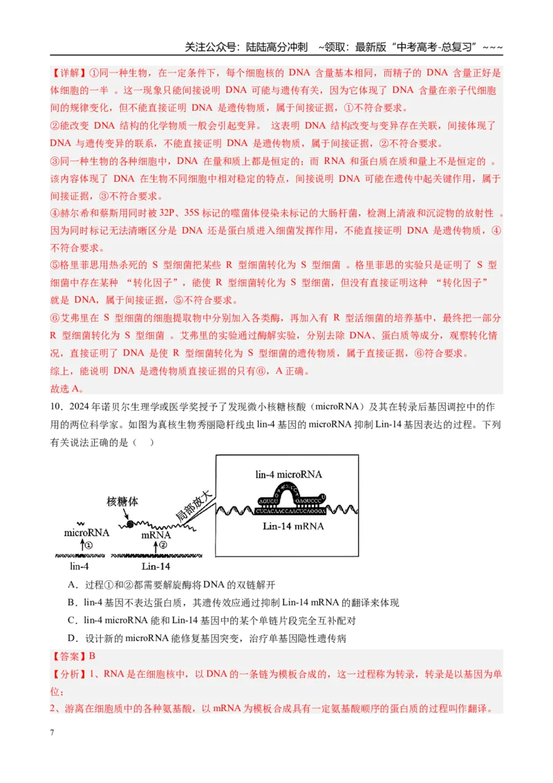《第六单元遗传的分子基础（综合训练）（福建专用）（教师版）_06-生物-高考总复习_一轮复习_2026年-生物高考一轮复习_2026年高考生物一轮课件+讲义+练习（福建专用）-G328》第7页预览
