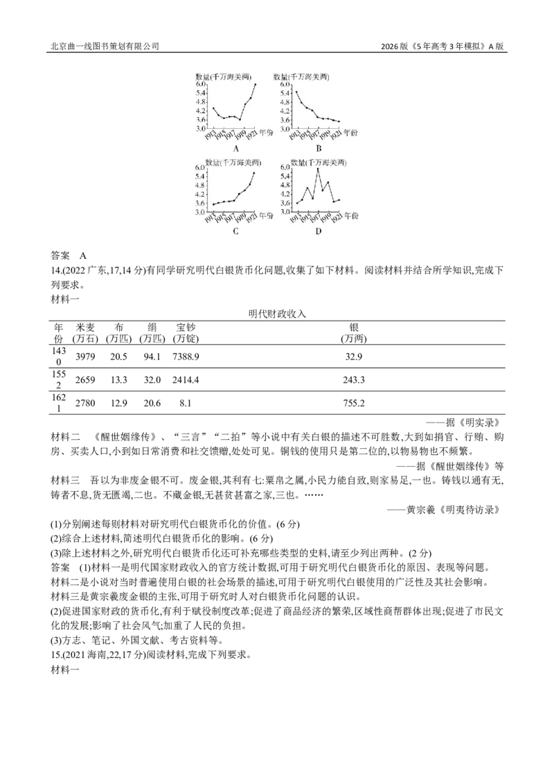 《17_17_第十七单元货币与赋税制度基层治理与社会保障_2026版教学资源包_202653高考总复习A版_新高考_历史_教师A版2026年.新高考版.历史.53_三、十年高考真题分类（Word）_1_资源拓展》第3页预览