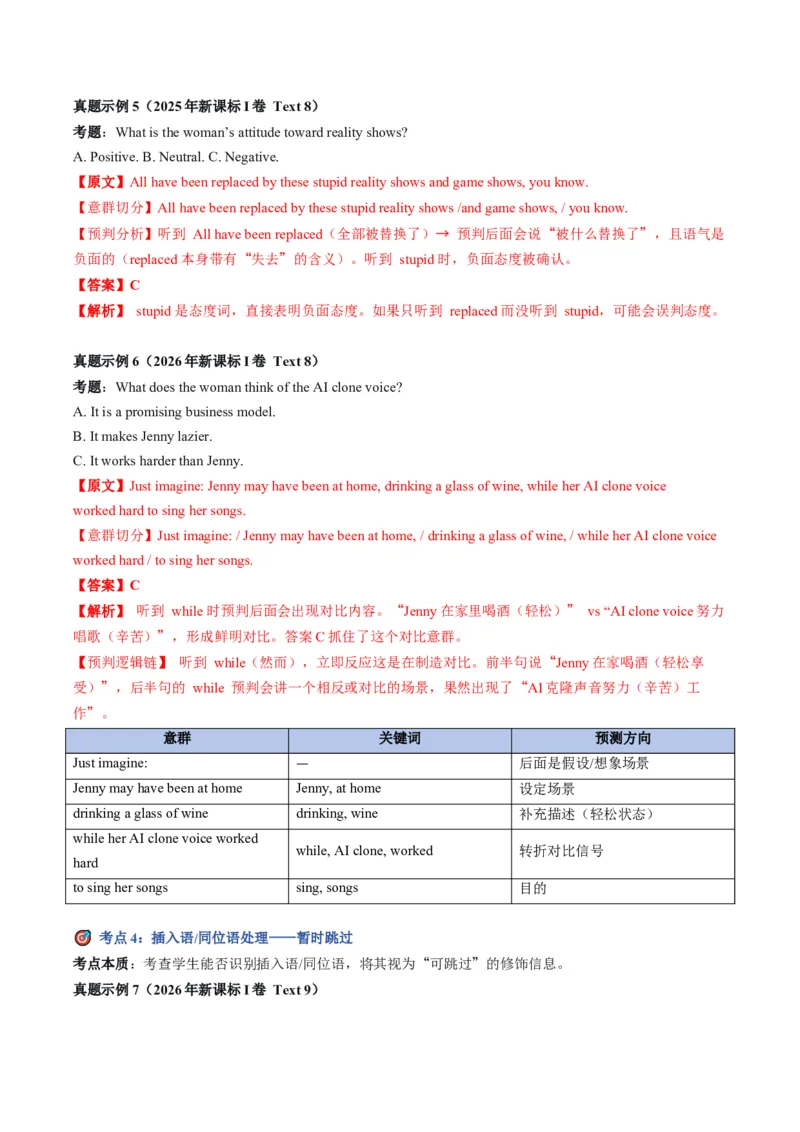《04意群停顿法：如何抓取意群主干（教师版）_英语(2)_专项复习_2027年高考英语专项更新中_22027年高考英语听力高分突破讲练_04意群停顿法：如何抓取意群主干（全国通用）》第6页预览