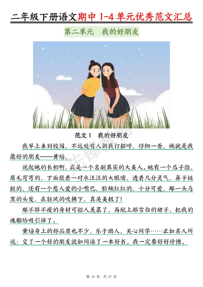《二年级（下）语文1-4单元看图写话优秀范文汇总_2年级下册同步教辅_2下-语文_二下语文-看图写话》第10页预览