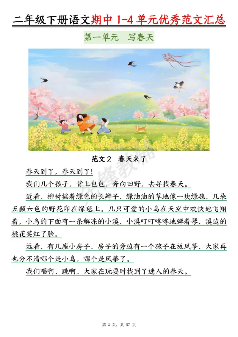《二年级（下）语文1-4单元看图写话优秀范文汇总_2年级下册同步教辅_2下-语文_二下语文-看图写话》第3页预览