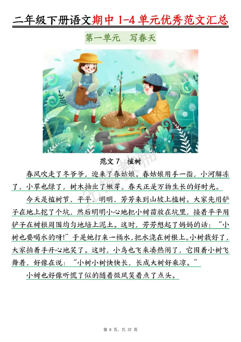 《二年级（下）语文1-4单元看图写话优秀范文汇总_2年级下册同步教辅_2下-语文_二下语文-看图写话》第8页预览