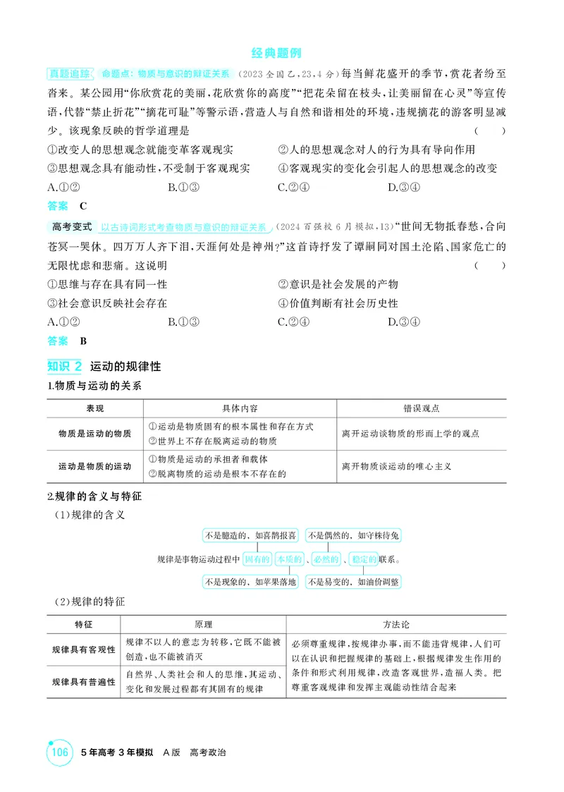 《1_精讲册-第二课　探究世界的本质（唯物论）_2026版教学资源包_202653高考总复习A版_山东版_2026版.山东版.选考总复习.政治.5·3A版_一、图书电子教参_必修4哲学与文化_2_精讲册PDF》第2页预览