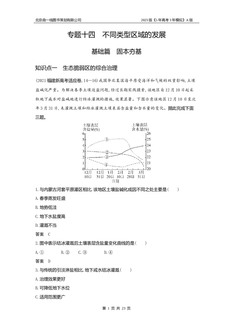 《1_14.习题WORD版(1)_2023版教学资源包_2023版新高考版选考总复习地理5·3A版_16_专题十四不同类型区域的发展_2_习题WORD版》第1页预览