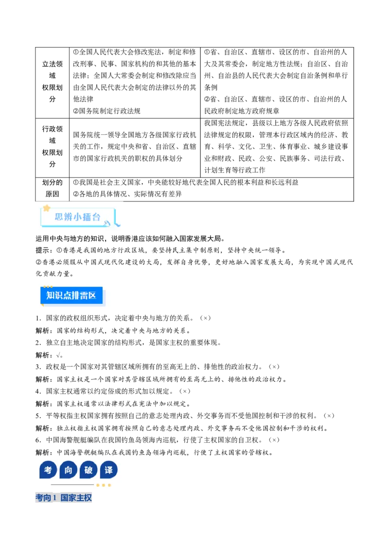 《第02课国家的结构形式（复习讲义）（教师版）（全国通用）_zheng治_2026年_2026年高考政治一轮复习讲义+练习+课件（新教材新高考）-G55_2026版_选择性必修1当代国际政治与经济》第5页预览