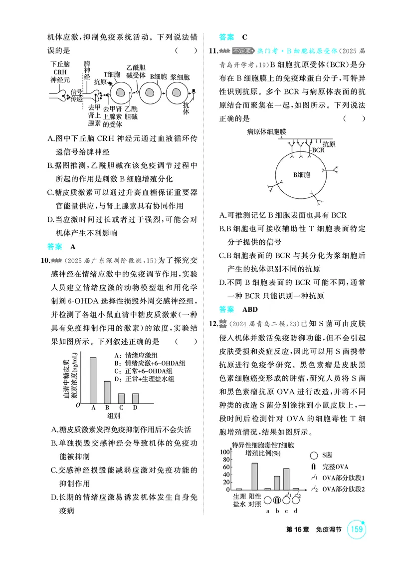 《1_精练册PDF-第16章免疫调节_2026版教学资源包_202653高考总复习A版_山东版_2026版.山东版.选考总复习.生物.5·3A版_第3部分稳态与调节_第16章免疫调节_1_精练册PDF》第4页预览