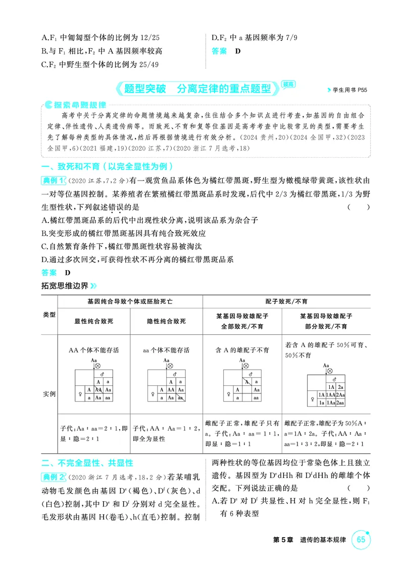 《1_精讲册-第5章遗传的基本规律_2026版教学资源包_202653高考总复习A版_浙江版_2026版.浙江版.选考总复习.生物.5·3A版_第2部分遗传与进化_第5章遗传的基本规律_2_精讲册PDF》第5页预览