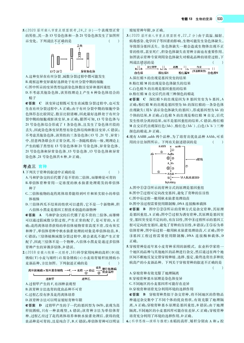 《专题13　生物的变异_2022版教学资源包_五年高考三年模拟_2022版新高考版选考总复习生物5·3A版_0125143739_专题13生物的变异_专题PDF_专题PDF_专题电子书》第8页预览