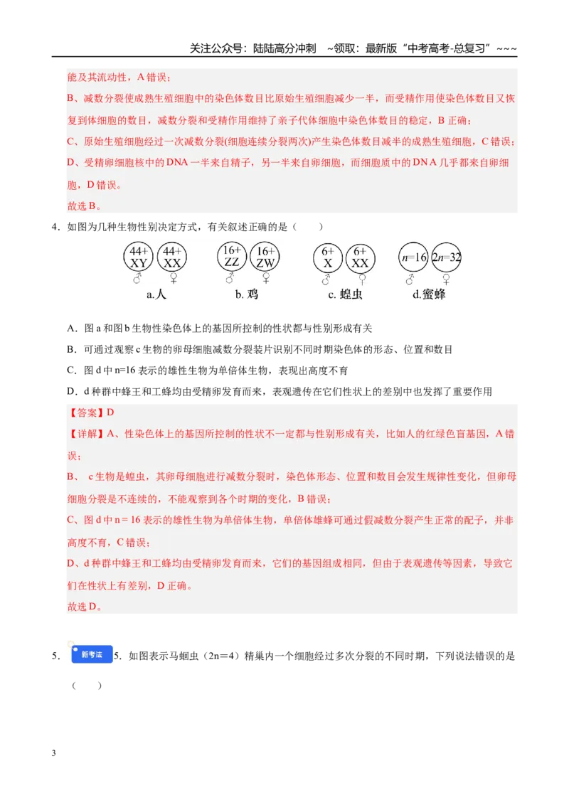 《第四单元细胞的生命历程（综合训练）（黑吉辽蒙专用）（教师版）_06-生物-高考总复习_一轮复习_2026年-生物高考一轮复习_2026年高考生物一轮课件+讲义+练习（黑吉辽蒙专用）-G330》第3页预览