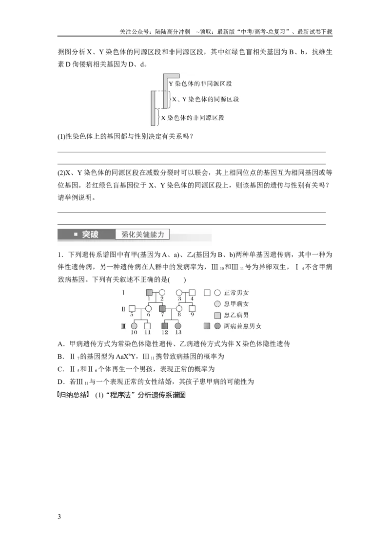 《第5单元　第8课时　伴性遗传的特点与应用及人类遗传病_06-生物-高考总复习_一轮复习_2024年_2024高考生物大一轮复习课件讲义新人教版知识总结_2024年高考生物一轮复习讲义（新人教版）》第3页预览