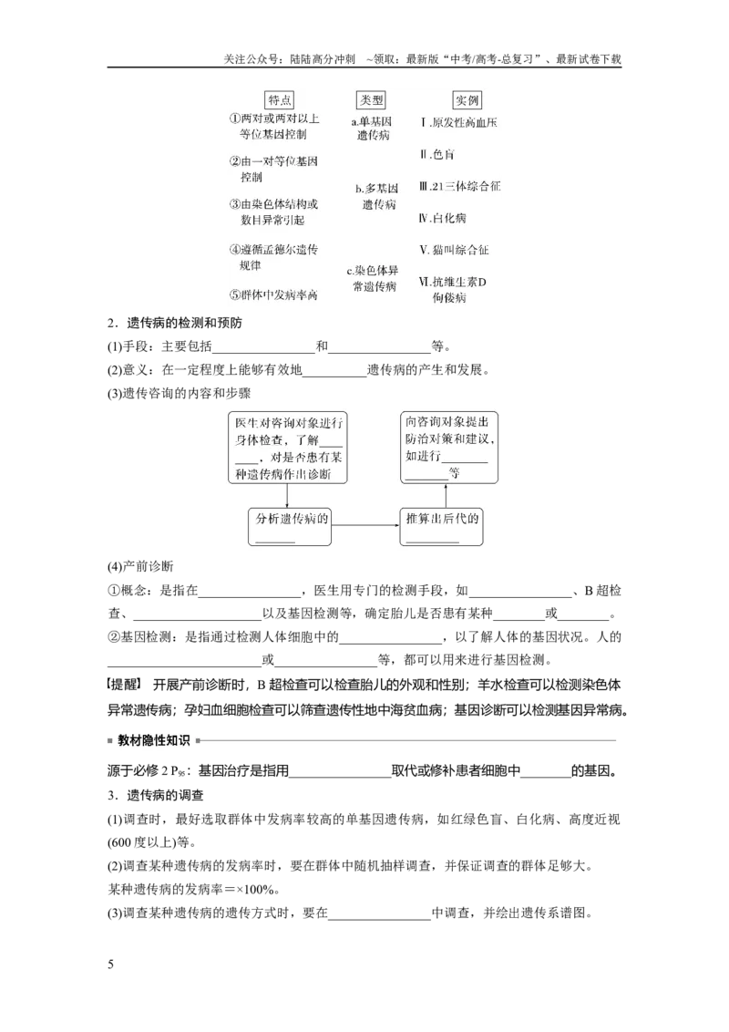 《第5单元　第8课时　伴性遗传的特点与应用及人类遗传病_06-生物-高考总复习_一轮复习_2024年_2024高考生物大一轮复习课件讲义新人教版知识总结_2024年高考生物一轮复习讲义（新人教版）》第5页预览
