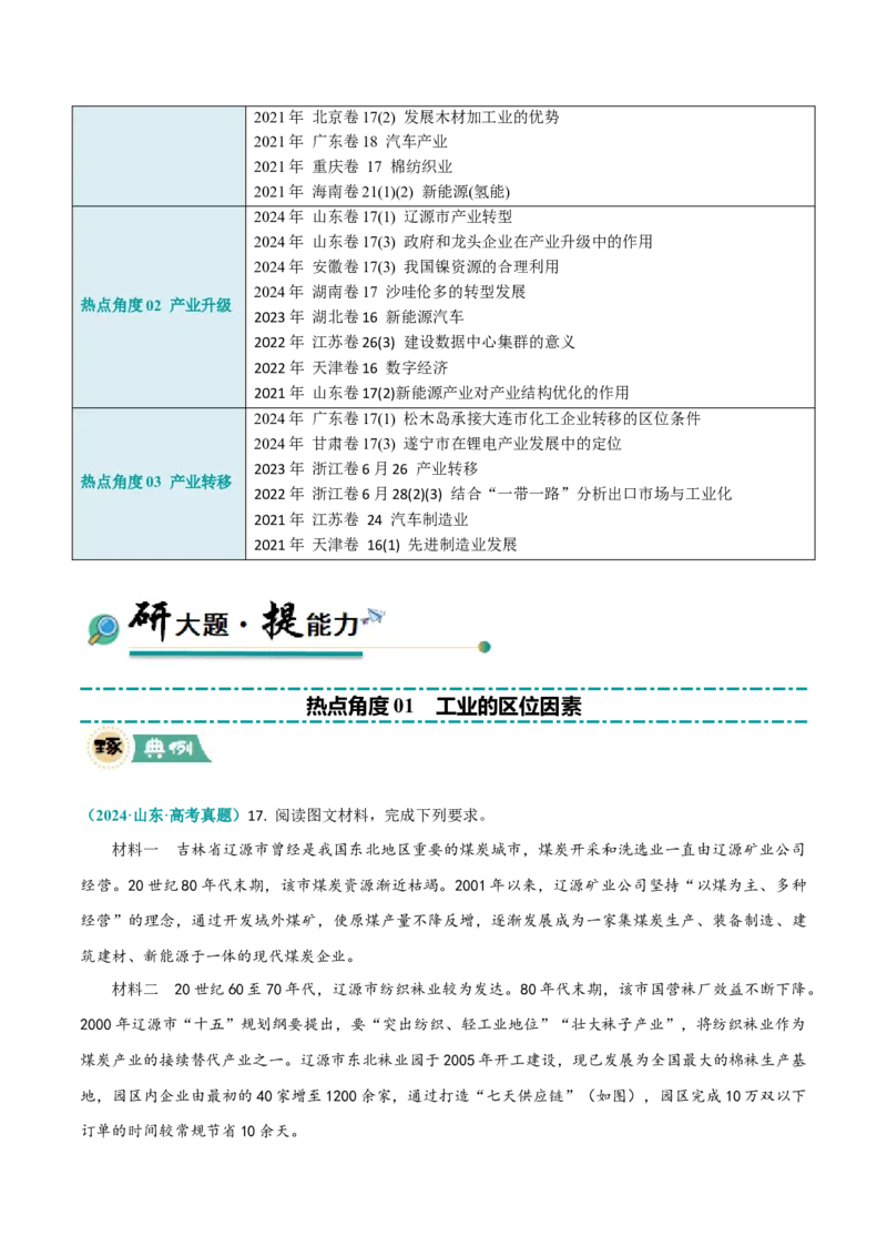 《大题07工业（3大热点角度）（解析版）_地理_三轮冲刺_大题精做冲刺2025年高考地理大题突破+限时集训（新高考通用）》第2页预览