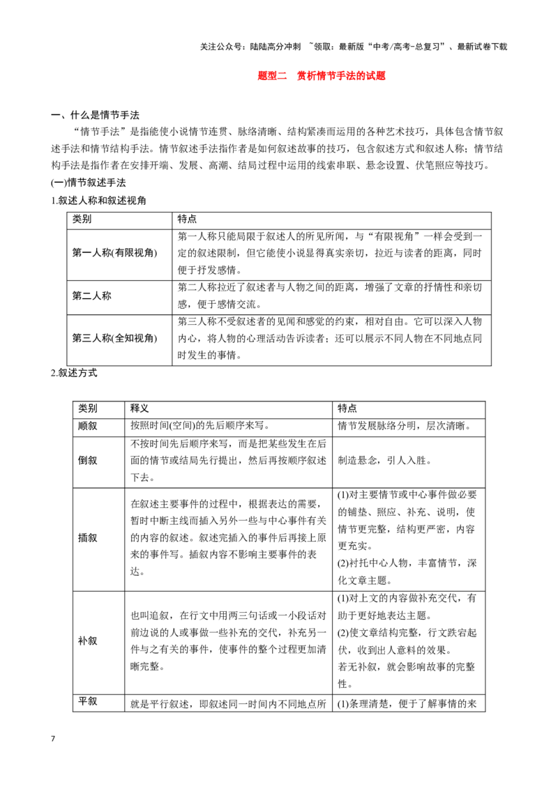 《题型07现代文阅读II小说阅读（二）（答题模版）高考语文答题技巧与模板构建_专项复习_2024年_2024年高考语文答题技巧与模板构建》第7页预览