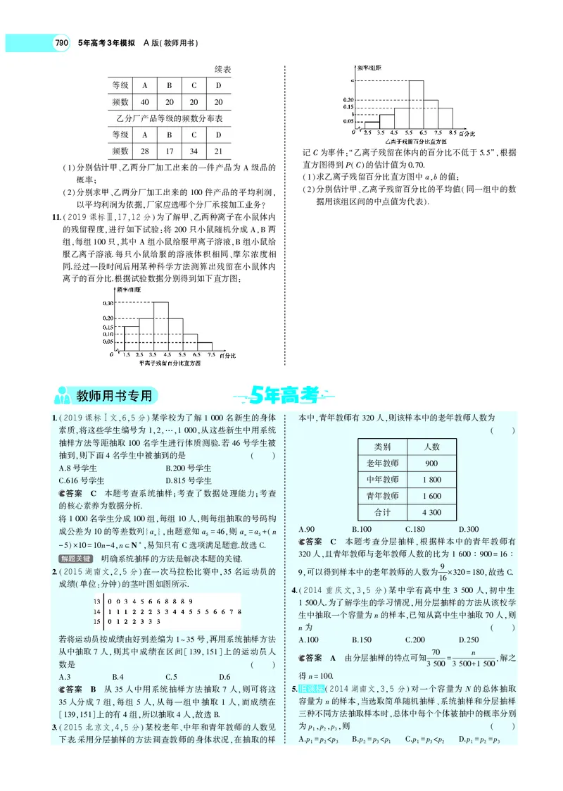 《§11.4抽样方法与总体分布的估计_2022版教学资源包_五年高考三年模拟_2022版新高考版高考总复习数学5·3A版_专题十一§114抽样方法与总体分布的估计_专题PDF_专题PDF_专题电子书》第10页预览