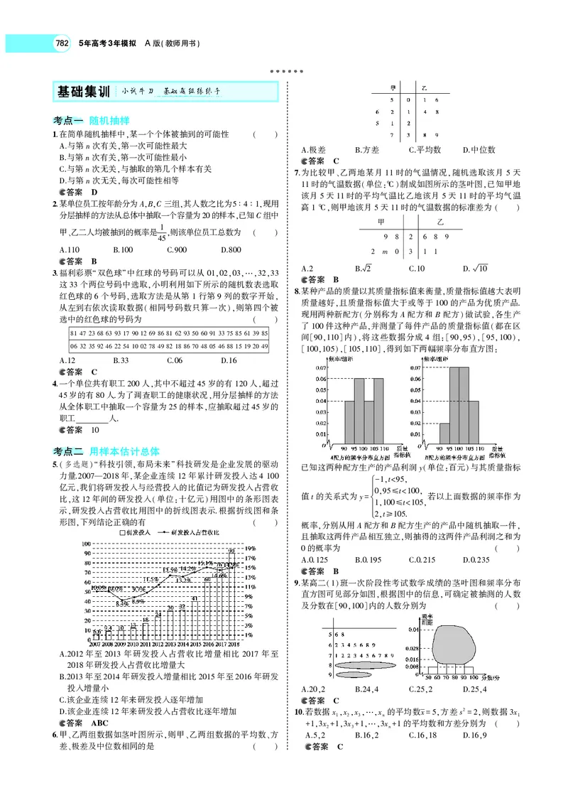 《§11.4抽样方法与总体分布的估计_2022版教学资源包_五年高考三年模拟_2022版新高考版高考总复习数学5·3A版_专题十一§114抽样方法与总体分布的估计_专题PDF_专题PDF_专题电子书》第2页预览