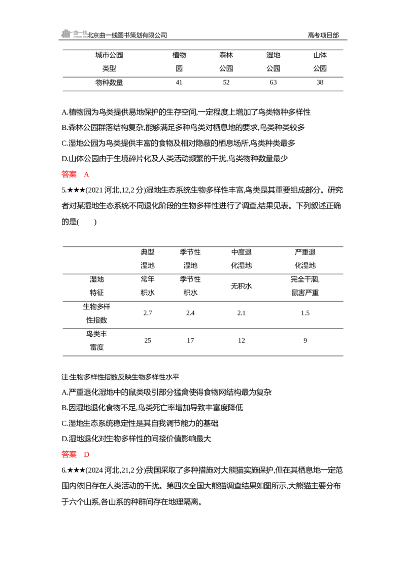 《1_精练册Word—第21章人与环境_2026版教学资源包_202653高考总复习A版_新高考_生物_教师A版2026年.新高考版.生物.53_第4部分生物与环境_第21章人与环境_3_习题WORD》第4页预览
