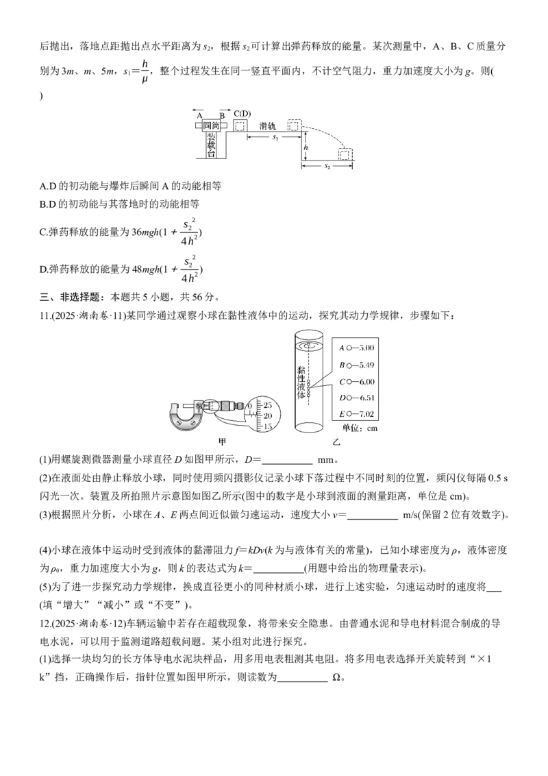 《2025年湖南省普通高中学业水平选择性考试(1)_2026版高中《二三轮复习+冲刺复习》_2026版步步高大二轮物理（标准版）_2021-2025物理高考题_2025物理高考题_学生》第4页预览