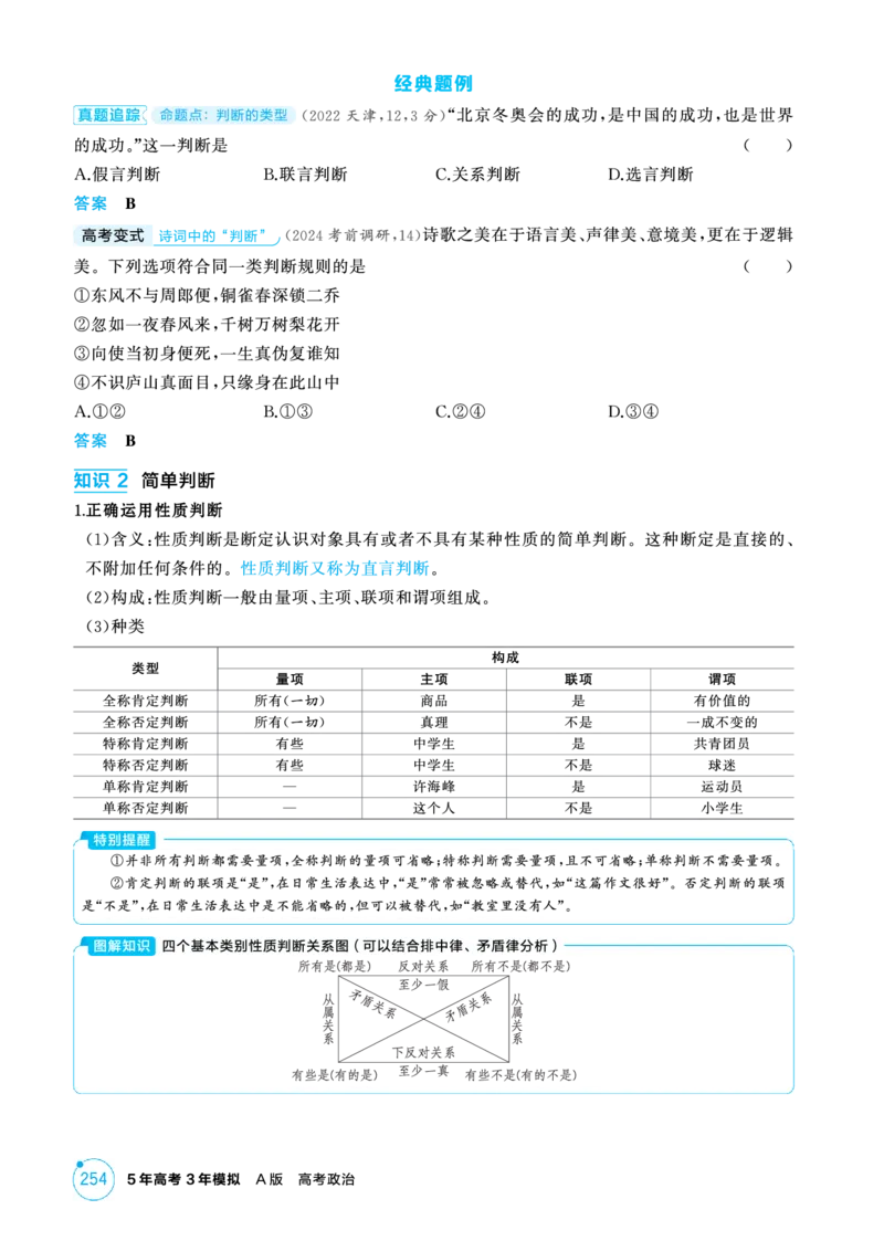 《1_精讲册PDF-第五课正确运用判断_2026版教学资源包_202653高考总复习A版_江苏版_2026版.江苏版.选考总复习.政治.5·3A版_一、图书电子教参_选择性必修3逻辑与思维_第五课正确运用判断》第2页预览