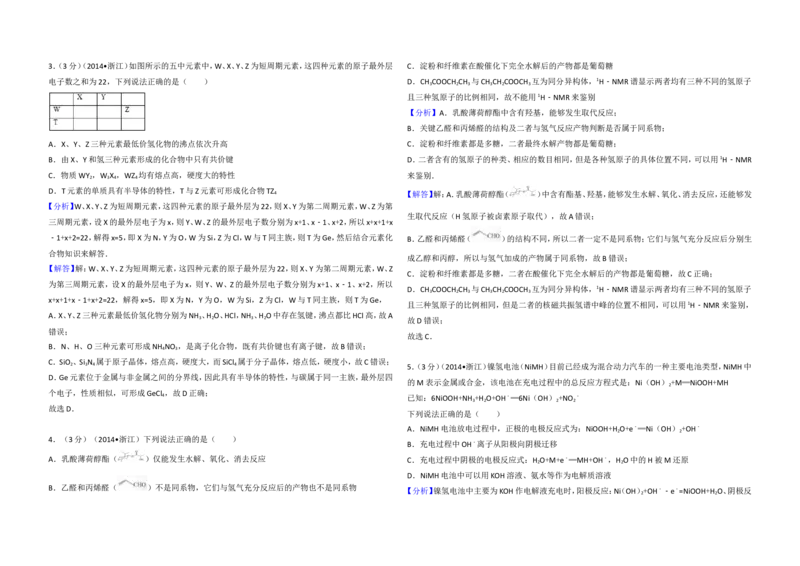 《2014年浙江省高考化学（含解析版）(1)_高考一二三轮复习_化学_2027年高考化学专项复习_2008年-2026年化学高考真题-G427_2008-2020年高考_地方卷_浙江高考化学2008-2021_A3word版》第6页预览