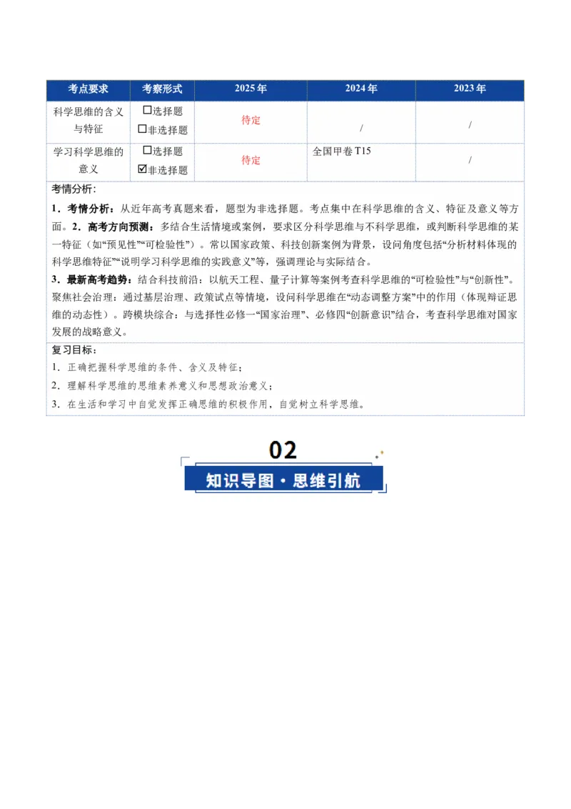《第03课领会科学思维（复习讲义）（教师版）（全国通用）_zheng治_2026年_2026年高考政治一轮复习讲义+练习+课件（新教材新高考）-G55_2026版_选择性必修3逻辑与思维》第2页预览